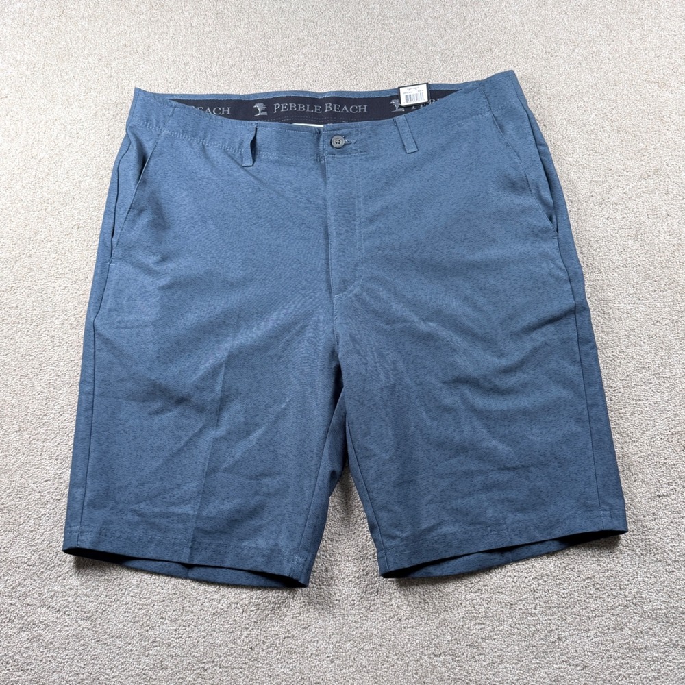 Pebble Beach Performance Shorts Mens 38 Blue NEW Dry-Luxe Golf Comfort Flex